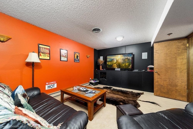 4012 S Terra Verde Dr, Veradale, WA 99037 - cinema room featuring carpet flooring, a textured ceiling, and baseboard heating