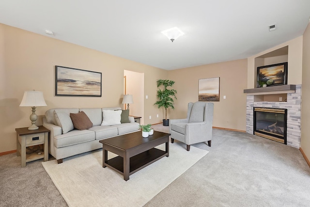 8115 E Sommerset Dr, Spokane, WA 99212 - living room featuring light carpet and a fireplace