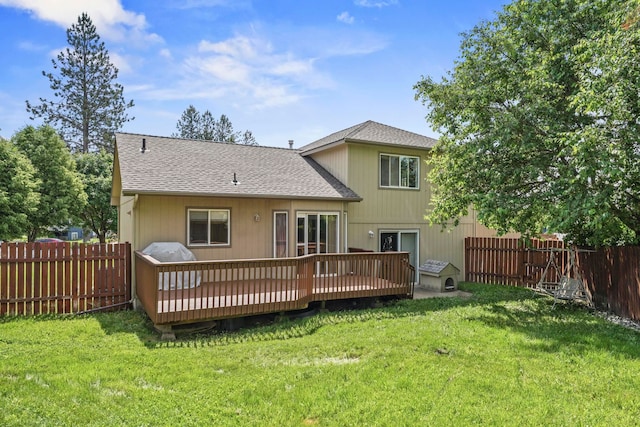 8115 E Sommerset Dr, Spokane, WA 99212 - rear view of house featuring roof with shingles and a wooden deck