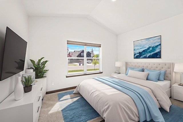 10697 N Crimson Dr, Hayden, ID 83835 - bedroom featuring carpet, lofted ceiling, and baseboards
