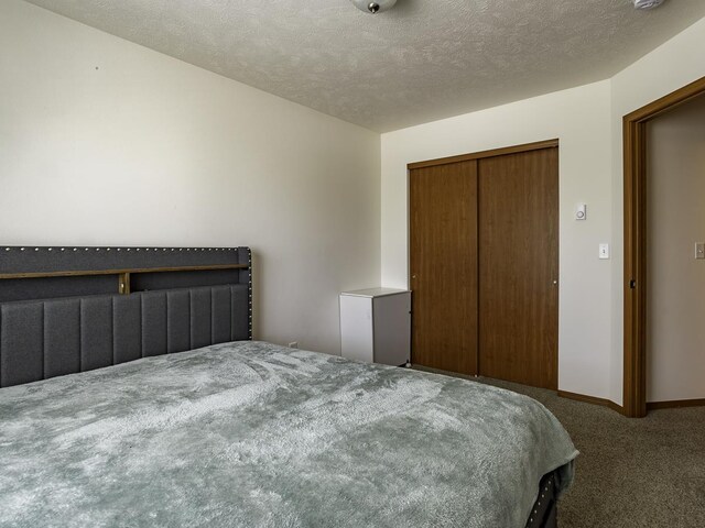 9705 E 4th Ave Unit 9707, Spokane Valley, WA 99206 - bedroom featuring carpet floors, a closet, and a textured ceiling