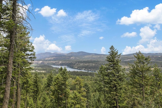 13616 W Pine Bluff Rd, Nine Mile Falls, WA 99026 - mountain view featuring a heavily wooded area and a nearby body of water