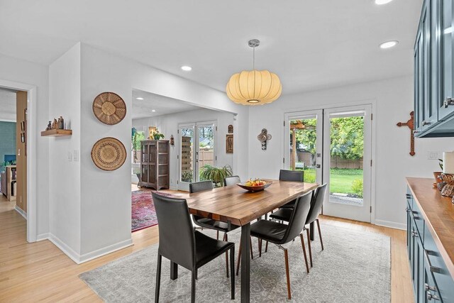 4318 S Magnolia St, Spokane, WA 99203 - dining room featuring french doors, light wood-type flooring, recessed lighting, and baseboards