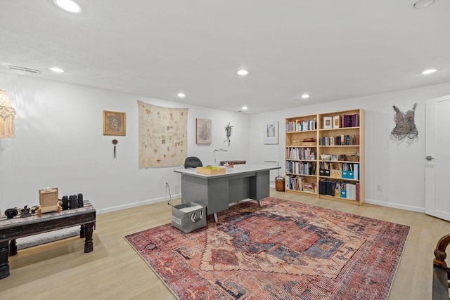 4318 S Magnolia St, Spokane, WA 99203 - office area featuring light wood-style floors, recessed lighting, and baseboards