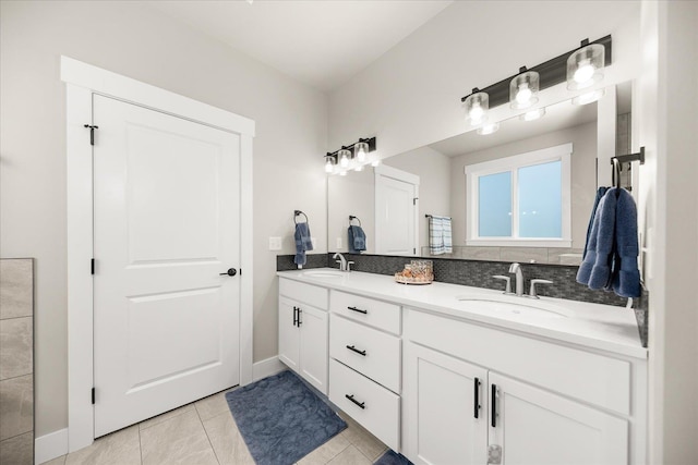 1616 S Morningside Heights Dr, Greenacres, WA 99016 - bathroom with double vanity, baseboards, and tile patterned floors
