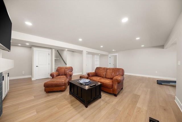 1616 S Morningside Heights Dr, Greenacres, WA 99016 - living area featuring light wood-style floors, baseboards, recessed lighting, stairway, and a fireplace