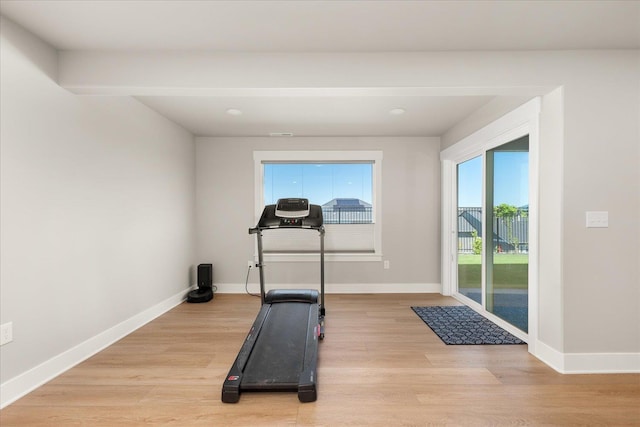 1616 S Morningside Heights Dr, Greenacres, WA 99016 - workout area featuring light wood-style floors and baseboards