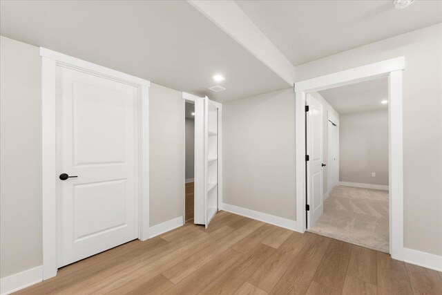 1616 S Morningside Heights Dr, Greenacres, WA 99016 - unfurnished bedroom with light wood-style flooring, baseboards, and recessed lighting