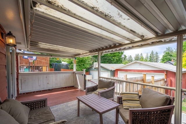 3225 E 16th Ave, Spokane, WA 99223 - wooden deck with an outbuilding