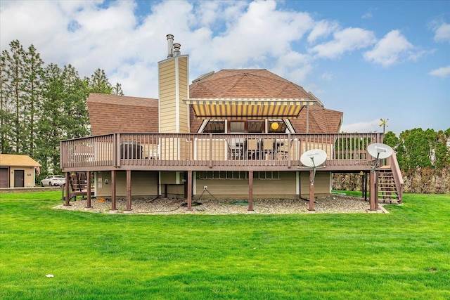 1470 State Route 174th Rte, Grand Coulee, WA 99133 - rear view of house with a deck, stairway, and a lawn