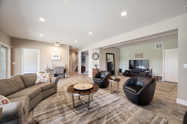 13411 S Bluegrouse Ln, Spokane, WA 99224 - living area with recessed lighting and stairs