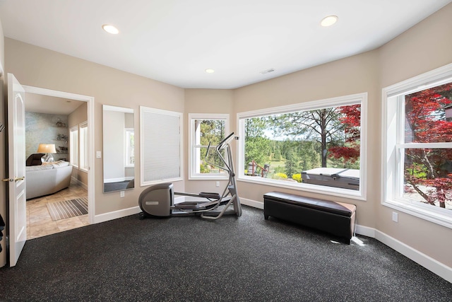 13411 S Bluegrouse Ln, Spokane, WA 99224 - exercise room with plenty of natural light, recessed lighting, and baseboards