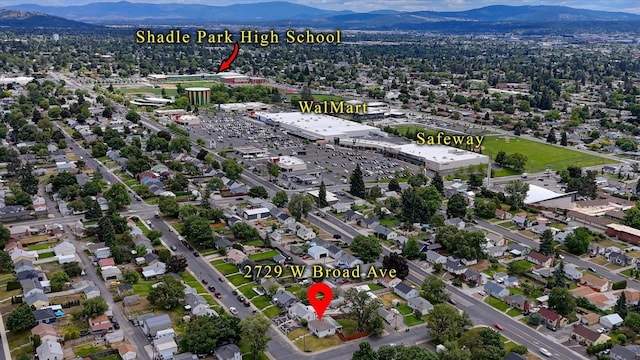 2729 W Broad Ave, Spokane, WA 99205 - aerial overview of property's location featuring a mountainous background