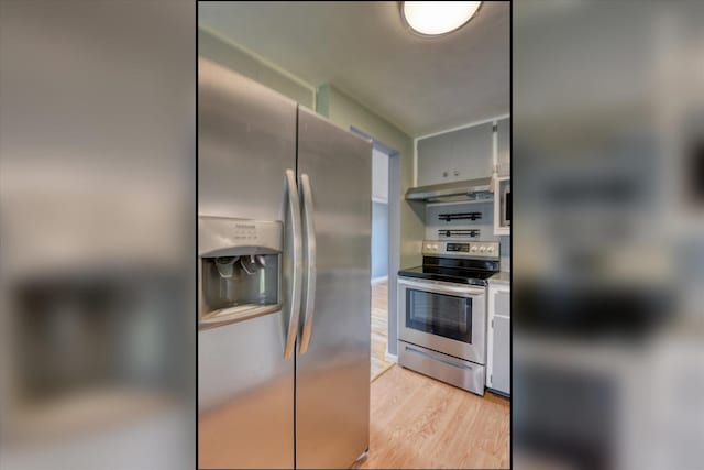 2729 W Broad Ave, Spokane, WA 99205 - kitchen with appliances with stainless steel finishes, under cabinet range hood, and light wood-style floors