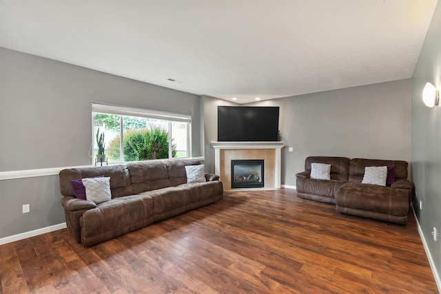 1212 S Drummond Rd, Greenacres, WA 99016 - living area with wood finished floors, a fireplace, baseboards, and recessed lighting