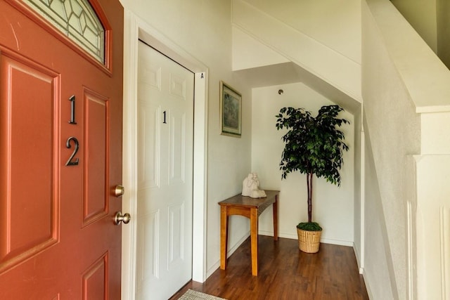 1702 W Dean Ave, Spokane, WA 99201 - foyer with dark wood-style flooring and baseboards