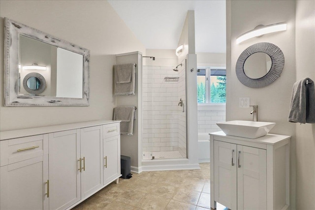 21123 S Cheney Spangle Rd, Cheney, WA 99004 - full bath with a shower stall, two vanities, and tile patterned flooring