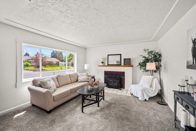 2603 E Wellesley Ave, Spokane, WA 99217 - living area featuring carpet floors, a textured ceiling, and baseboards