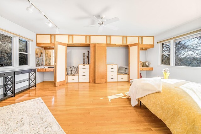 3342 W Riverview Dr, Spokane, WA 99205 - bedroom with track lighting, light wood finished floors, and multiple windows