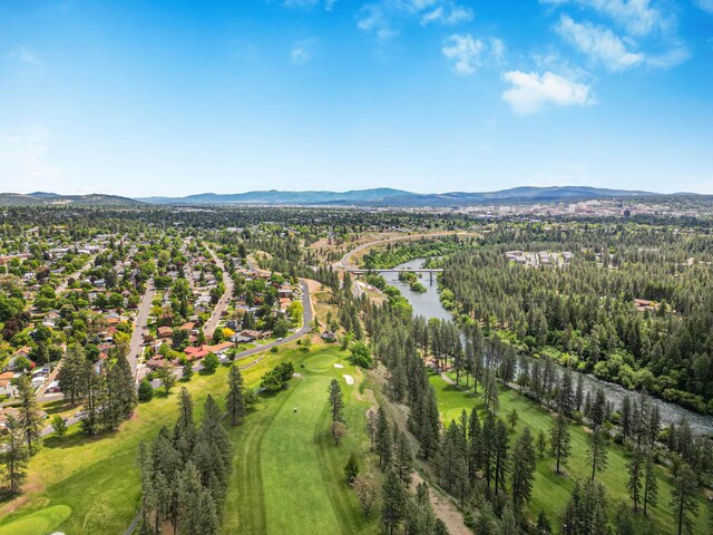 3342 W Riverview Dr, Spokane, WA 99205 - drone / aerial view of a water and mountain view and a golf course