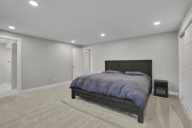 8428 N Susan Ct, Spokane, WA 99208 - carpeted bedroom featuring recessed lighting, baseboards, ensuite bath, and a closet