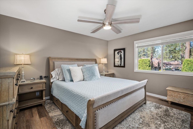 1216 W Candlewood Ct, Spokane, WA 99218 - bedroom featuring baseboards, wood finished floors, and ceiling fan