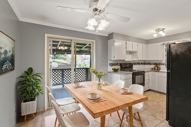 3424 E 32nd Ave, Spokane, WA 99223 - dining space with a ceiling fan and crown molding