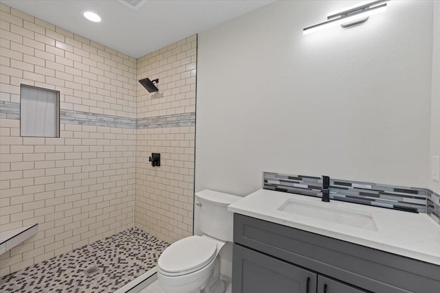 12510 N Craig Rd, Nine Mile Falls, WA 99026 - bathroom featuring toilet, a stall shower, vanity, and recessed lighting