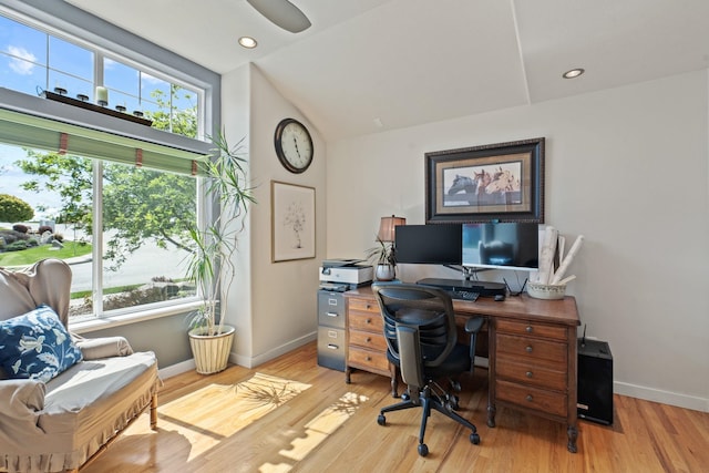 526 W Willapa Ct, Spokane, WA 99224 - office with healthy amount of natural light, baseboards, vaulted ceiling, and wood finished floors