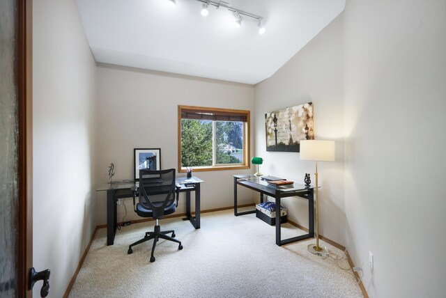 13906 E 39th Ln, Veradale, WA 99037 - office area featuring carpet floors, rail lighting, and baseboards