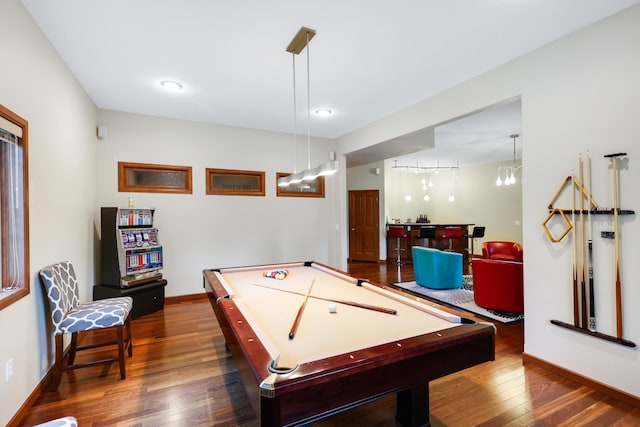 13906 E 39th Ln, Veradale, WA 99037 - recreation room with dark wood-style flooring, billiards, and baseboards