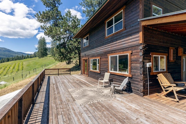 3439 B Northport Flat Creek Rd, Kettle Falls, WA 99141 - wooden deck featuring a view of countryside and a mountain view