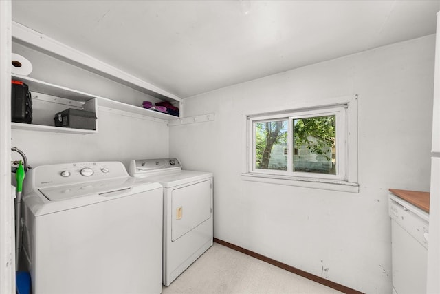 2304 E Dalke Ave, Spokane, WA 99207 - washroom with washing machine and dryer, baseboards, and light floors