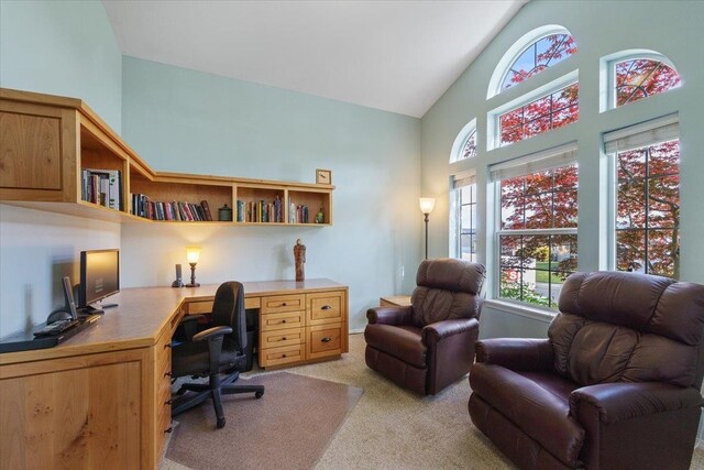 7920 S Parway Ln, Cheney, WA 99004 - office area with plenty of natural light, high vaulted ceiling, and light colored carpet