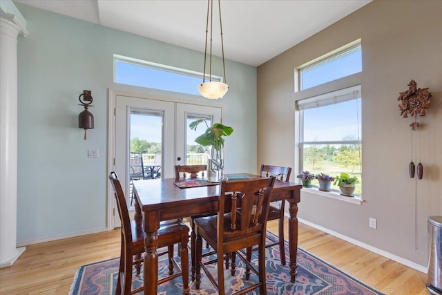 7920 S Parway Ln, Cheney, WA 99004 - dining area featuring light wood-type flooring, french doors, and baseboards