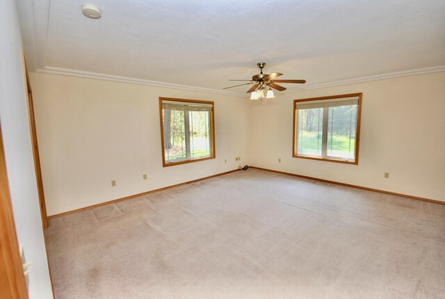 3704 E Pineland Rd, Colbert, WA 99005 - empty room with plenty of natural light, baseboards, a smoke detector, ornamental molding, and light colored carpet