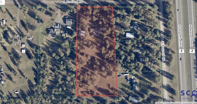 3704 E Pineland Rd, Colbert, WA 99005 - aerial view of property's location with property boundaries highlighted