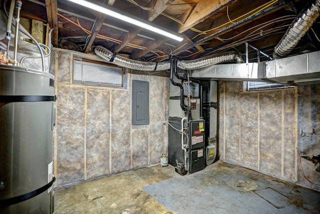 5320 N Ash St, Spokane, WA 99205 - basement with electric panel, secured water heater, and heating unit