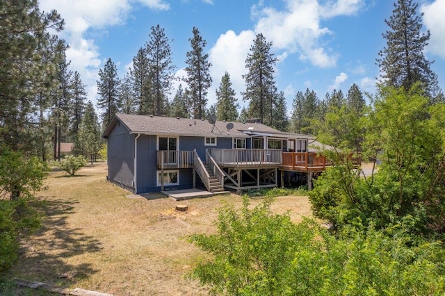4615 E Russell Rd, Colbert, WA 99005 - back of property with a wooden deck and stairway