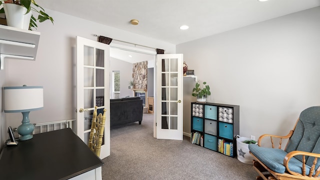 36918 N Valley Rd, Chattaroy, WA 99003 - carpeted home office featuring french doors and recessed lighting