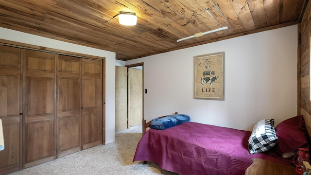 36918 N Valley Rd, Chattaroy, WA 99003 - bedroom featuring wooden ceiling, light carpet, and a closet