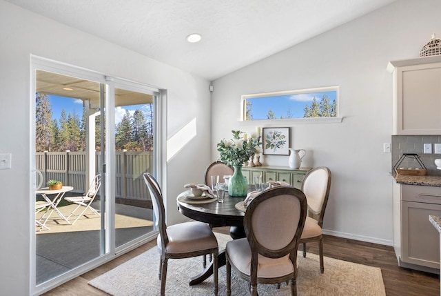 1474 W 67th Avenue Lot 2Block 3 - Edgewood, Spokane, WA 99224 - dining area featuring vaulted ceiling, dark wood finished floors, and baseboards