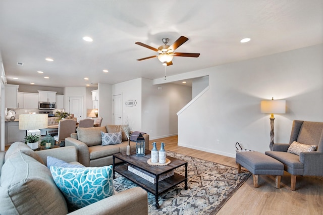 1624 W 68th Ave Unit 2/2Timberline, Spokane, WA 99224 - living room with ceiling fan, light wood finished floors, baseboards, and recessed lighting