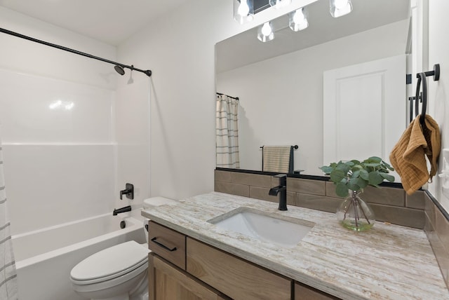 14101 E Sanson Ave, Spokane Valley, WA 99216 - bathroom featuring vanity, toilet, and shower / bath combo with shower curtain