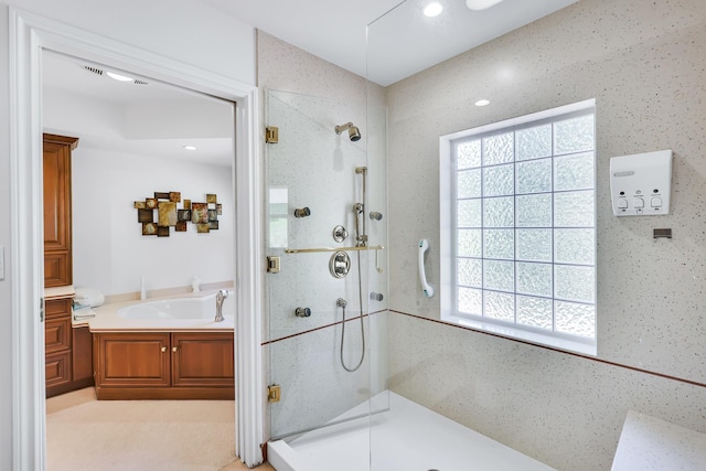 128C Buena Vista Rd, Colville, WA 99114 - full bath with a stall shower, a garden tub, and recessed lighting