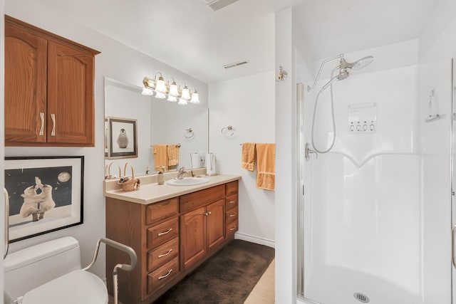 128C Buena Vista Rd, Colville, WA 99114 - bathroom with a stall shower, vanity, and toilet