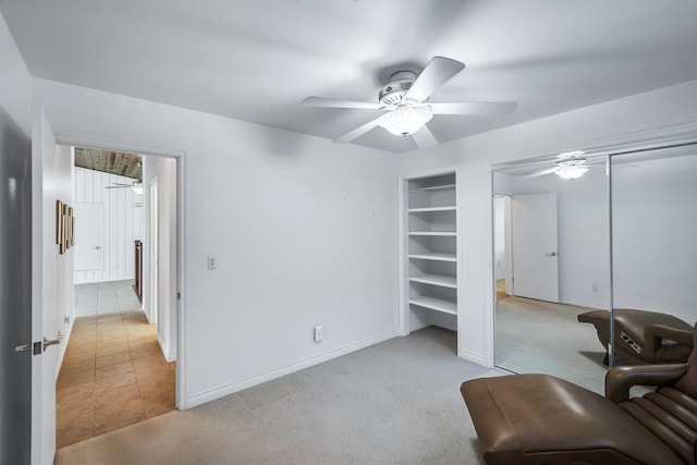 128C Buena Vista Rd, Colville, WA 99114 - living area featuring ceiling fan, light carpet, and baseboards