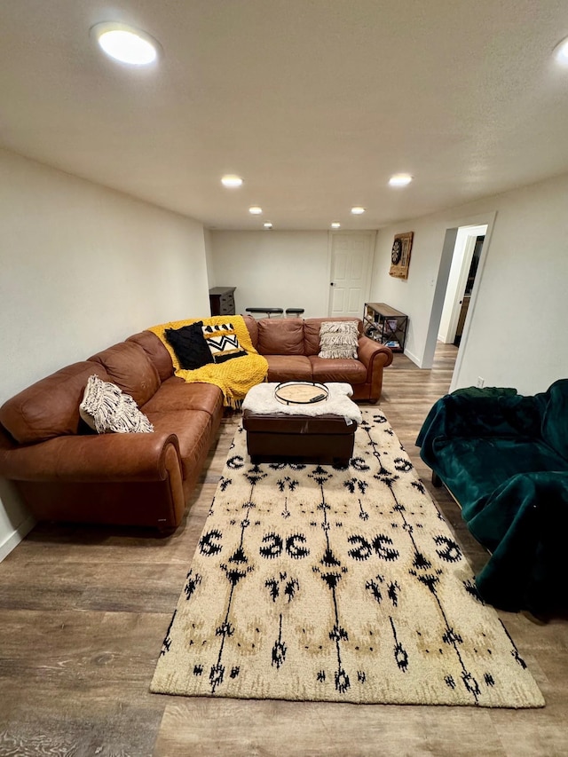 8616 E Desmet Ave, Spokane Valley, WA 99212 - living room featuring wood finished floors, recessed lighting, and baseboards
