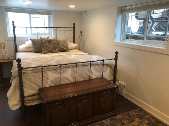 1617 S Bernard St, Spokane, WA 99203 - bedroom featuring baseboards, recessed lighting, and dark wood finished floors