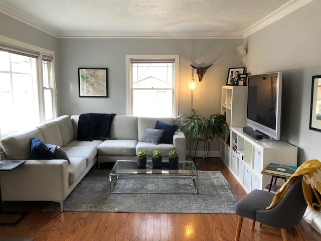 1617 S Bernard St, Spokane, WA 99203 - living area with crown molding, healthy amount of natural light, and wood finished floors